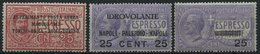ITALIEN 126-28 *, 1917, Flugpostmarken Und Eilmarke, Falzrest, 3 Prachtwerte, Mi. 60.- - Italie