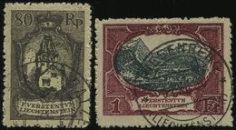 LIECHTENSTEIN 59/60 O, 1921, 80 Rp. Und 1 Fr. Landschaften, Rauhe Zähnung, 2 Prachtwerte, Mi. 155.- - Autres & Non Classés