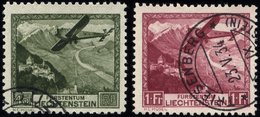 LIECHTENSTEIN 112/3 O, 1930, 45 Rp. Und 1 Fr. Flugzeug über Landschaften, 2 Prachtwerte, Mi. 170.- - Autres & Non Classés