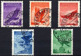 LIECHTENSTEIN 143-47x O, 1934/5, Adler, Glatter Gummi, Prachtsatz, Mi. 320.- - Otros & Sin Clasificación