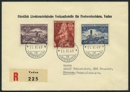 LIECHTENSTEIN 281-83 BRIEF, 1949, Reichsherrenschaft Schellenberg Auf FDC, Einschreibbrief, Pracht Mi. 110.- - Otros & Sin Clasificación