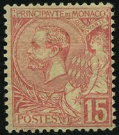 MONACO 15 *, 1891, 15 C. Karmin, Falzreste, Pracht, Mi. 200.- - Sonstige & Ohne Zuordnung
