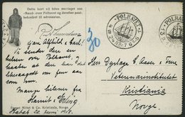 NORWEGEN P4 BRIEF, 1924, Fram - Karte, Links Gezähnt, Mit 2 X Michel Nr. P4 Nachporto Belegt, Einsprachiger Text, Von PO - Sonstige & Ohne Zuordnung