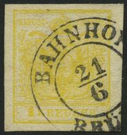 ÖSTERREICH 1Ya O, 1854, 1 Kr. Gelb, Maschinenpapier, Type Ia, K2 BAHNHOF BRÜNN, Kabinett - Used Stamps