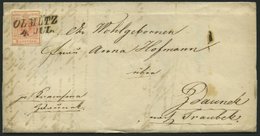 ÖSTERREICH 3Y BRIEF, 1859, 3 Kr. Rot, Maschinenpapier, Type IIIa, L2 OLMÜTZ, Prachtbrief Nach Zdaunek - Gebraucht