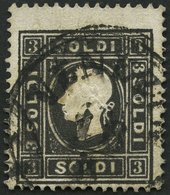 LOMBARDEI UND VENETIEN 7IIa O, 1859, 3 So. Schwarz, Type II, K1 VENEZIA, Pracht, Gepr. Dr. Ferchenbauer, Mi. 120.- - Lombardo-Venetien