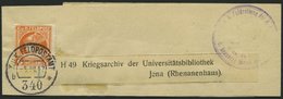 FELDPOST 50 BRIEF, 1917, 6 H. Orange Auf Kompletter Schleife Mit Feldpoststempel Nr. 340, Pracht - Autres & Non Classés