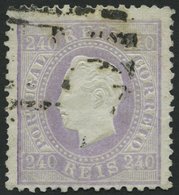 PORTUGAL 44B O, 1873, 240 R. Lila, Gezähnt 121/2, üblich Gezähnt Pracht, Mi. 1500.- - Usado
