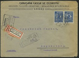 RUMÄNIEN 285 BRIEF, 1925, 10 L. Blau, 2x Auf Einschreibbrief Mit R-Zettel Vom Auslande über Bahnpost Salzburg-München Un - Autres & Non Classés