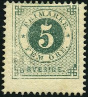 SCHWEDEN 19B *, 1877, 5 Ö. Grün, Gezähnt K 13, Falzreste, Pracht, Mi. 130.- - ... - 1855 Prefilatelia