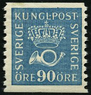 SCHWEDEN 200II *, 1934, 90 Ö. Hellblau, Weißes Papier, Falzrest, Pracht, Facit 850.- Skr. - ... - 1855 Vorphilatelie