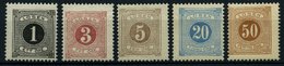 PORTOMARKEN P 1-3,6,9B **, 1877, 1-5, 20 Und 50 Ö Lösen, Gezähnt 13, 5 Postfrische Werte, Pracht - Usados