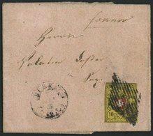 SCHWEIZ BUNDESPOST 8II BRIEF, 1853, 10 Rp. Schwarz/rot Auf Gelb, Type 10, Druckstein B1 (RU), Bis Auf Eine Ecke Vollrand - 1843-1852 Federal & Cantonal Stamps