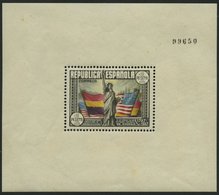 SPANIEN Bl. 3 **, 1938, Block 150. Jahrestag Der Verfassung Der USA, Herstellungsbedingter Brauner Gummifleck, Pracht, M - Usati