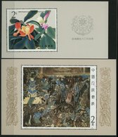 CHINA - VOLKSREPUBLIK Bl. 37,40 **, 1986/7, Block Blumen Und Wandmalereien, 2 Prachtblocks, Mi. 60.- - Autres & Non Classés