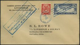 DOMINIKANISCHE REPUBLIK 183,193 BRIEF, 6.2.1928, Santo-Dominco-Havana-Vuello Especial LINDBERGH Conel Spirit Of St. Loui - República Dominicana