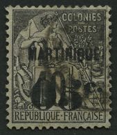 MARTINIQUE 8 O, 1891, 05 C. Auf 10 C. Schwarz Auf Lila, Pracht, Signiert Köhler, Mi. 70.- - Altri & Non Classificati