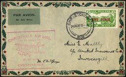 NEUSEELAND 184931122495 BRIEF, 24.12.1931, 5 P. Auf Weihnachtssonderflug CHRISTCHURCH-INERCARGILL, Weihnachtsbrief Mit P - Other & Unclassified