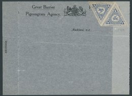 NEUSEELAND 1903, Great Barrier Pigeongram Agency: Original Brieftaubenpost-Formular Von Auckland Nach Great Barrier Isla - Autres & Non Classés