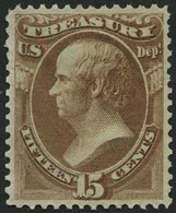 DIENSTMARKEN D 78 (*), Scott O 79, 1873, 15 C. Treasury, Ohne Gummi, Normale Zähnung, Pracht, $ 100 - Otros & Sin Clasificación