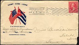 FELDPOST 1898, Patriotischer Brief Mit Maschinen-Stempel Aus Jacksonville/Florida Und Briefinhalt Aus Dem Lager Camp Cub - Usados