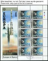 EUROPA UNION KB O, 1991, Weltraumfahrt, 11 Verschiedene Kleinbogensätze, U.a. Mit Irland, Pracht, Mi. 520.- - Sammlungen