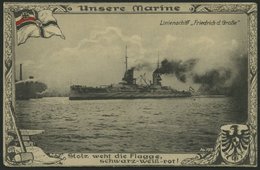 ALTE POSTKARTEN - SCHIFFE KAISERL. MARINE BIS 1918 S.M.S. Friedrich Der Große, 4 Karten, Dabei 2 Feldpostkarten - Warships