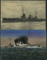 ALTE POSTKARTEN - SCHIFFE KAISERL. MARINE BIS 1918 S.M.S. GOEBEN, 2 Karten - Warships