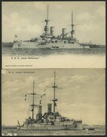 ALTE POSTKARTEN - SCHIFFE KAISERL. MARINE S.M.S. Kaiser Barbarossa, 2 Ungebrauchte Karten - Krieg