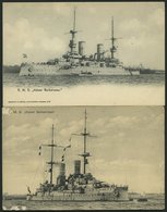 ALTE POSTKARTEN - SCHIFFE KAISERL. MARINE S.M.S. Kaiser Barbarossa, 2 Ungebrauchte Karten - Warships