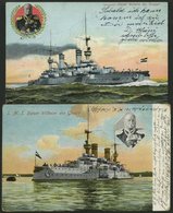 ALTE POSTKARTEN - SCHIFFE KAISERL. MARINE S.M.S. Kaiser Wilhelm Der Grosse, 2 Gebrauchte Karten - Krieg