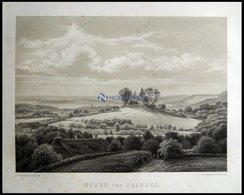 FAABORG (Egnen Ved Faaborg), Ansicht Mit Kirche Und Verstreut Liegenden Höfen, Im Hintergrund Der Belt, Lithographie Mit - Litografía