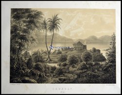 Dänisch-Westindien: CRUSBAY (Cruxbay), Blick Auf Ein Herrschaftliches Anwesen, Lithographie Mit Tonplatte Von Alexander  - Lithographies