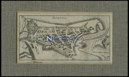 DIEPPE, Gesamtansicht Aus Der Vogelschau, Kupferstich Von Riegel Um 1690 - Litografía