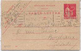 France Entiers Postaux - Type Paix 50c Rouge  - Carte-lettre - TB - Cartoline-lettere