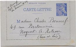 France Entiers Postaux - Type Mercure - 1 Fr Outremer - Carte-lettre - Kaartbrieven