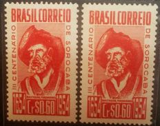 O) 1954 BRAZIL, ERROR, COLOR VARIETY, BALTASAR FERNANDES-EXPLORER-EXPEDITIONS CALLED BANDEIRANTES, SCOTT A338, ANNIVERSA - Unused Stamps