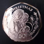 GIBRALTAR 50 PENCE 1990 SILVER PROOF " Christmas" RARE Free Shipping Via Registered Air Mail - Gibilterra