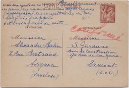 France Entiers Postaux - Type Iris 80 C Brun - Carte Postale - Standard Postcards & Stamped On Demand (before 1995)