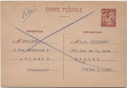 France Entiers Postaux - Type Iris 80 C Brun - Carte Postale - Cartes Postales Types Et TSC (avant 1995)