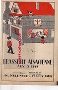 75- PARIS- RARE CARTE MENU BRASSERIE ALSACIENNE AUX 3 EPIS-110 BD. DE CLICHY-18 AVRIL 1935- IMPRIMERIE ASSELINEAU - Menükarten