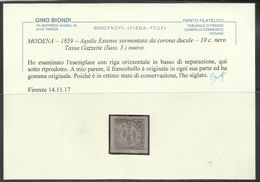 MODENA 1859 SEGNATASSE PER GIORNALI CENT 10 C MH CERTIFICATO - Modène