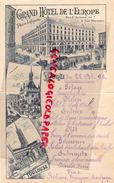 31- TOULOUSE- RARE MENU GRAND HOTEL DE L' EUROPE-PLACE LAFAYETTE-RUE ST ANTOINE-RUE MONTARDY-22 OCTOBRE 1894 SNCF - Menus