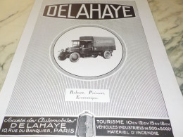 ANCIENNE PUBLICITE LE CAMION DELAHAYE 1927 - Camions