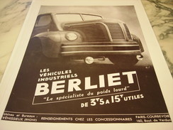 ANCIENNE PUBLICITE CAMION BERLIET POID LOURD - Camions