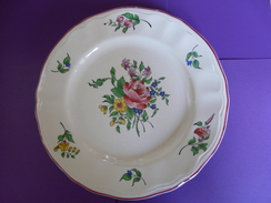 Assiette Porcelaine KG Lunéville France Estampillée - Rose Roses - Lunéville (FRA)