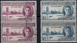 A5873  GILBERT & ELLICE ISLANDS 1946, SG 55-6  Victory,  Used Pairs - Gilbert & Ellice Islands (...-1979)