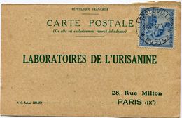 CONGO BELGE CARTE POSTALE BON POUR UN FLACON ECHANTILLON D'URISANINE DEPART LEOPOLDVILLE 28-11-27  POUR LA FRANCE - Storia Postale