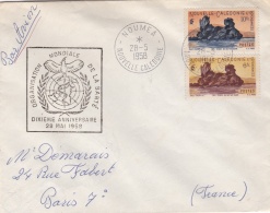 NOUVELLE CALEDONIE :  Tours Notre Dame Sur Lettre . Cachet De L'OMS  . CaD De Nouméa De 1958 - Brieven En Documenten