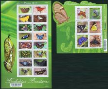 BRAZIL 2016  -  BRAZILIAN BUTTERFLIES  -  TWO   MINISHEETS OF 16v And  6 Values.   - MNH - Nuevos